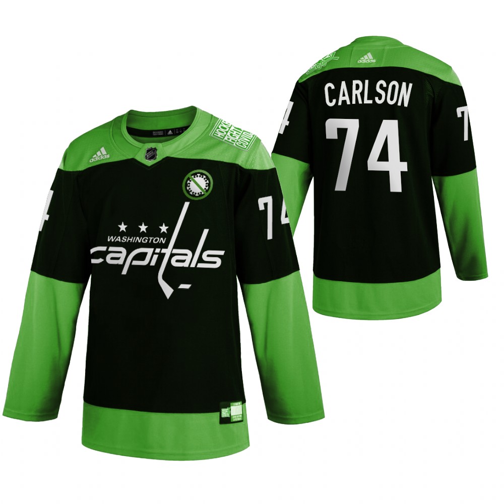 Washington Capitals 74 John Carlson Men Adidas Green Hockey Fight nCoV Limited NHL Jersey